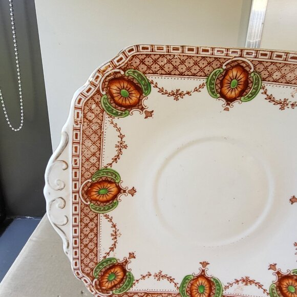 Aynsley England Heirloom Square Serving Cake Plate Platter Flowers GUC SEE PICS - Picture 2 of 9